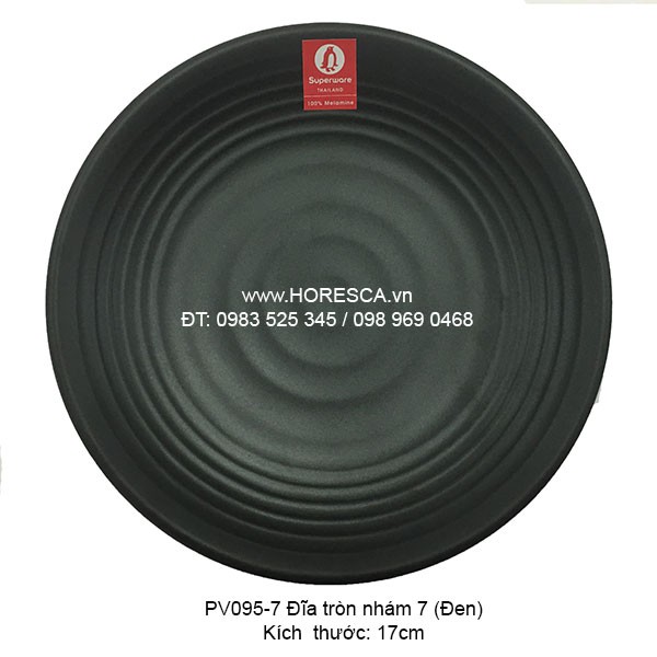 PV095-7 Dĩa tròn nhám 7&quot; (Đen)