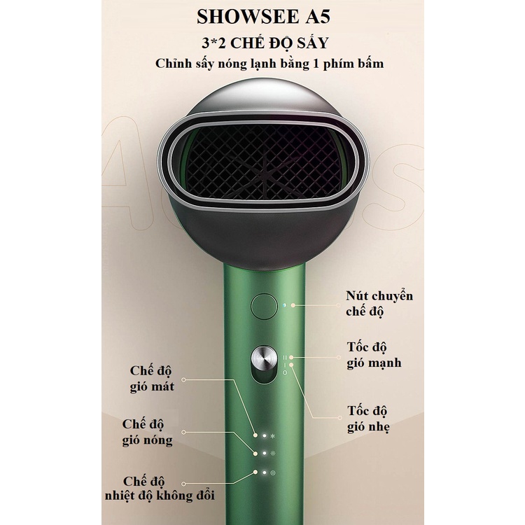 Máy sấy tóc Showsee A1 / A4 / A5 màu trắng / Xanh/ Đỏ