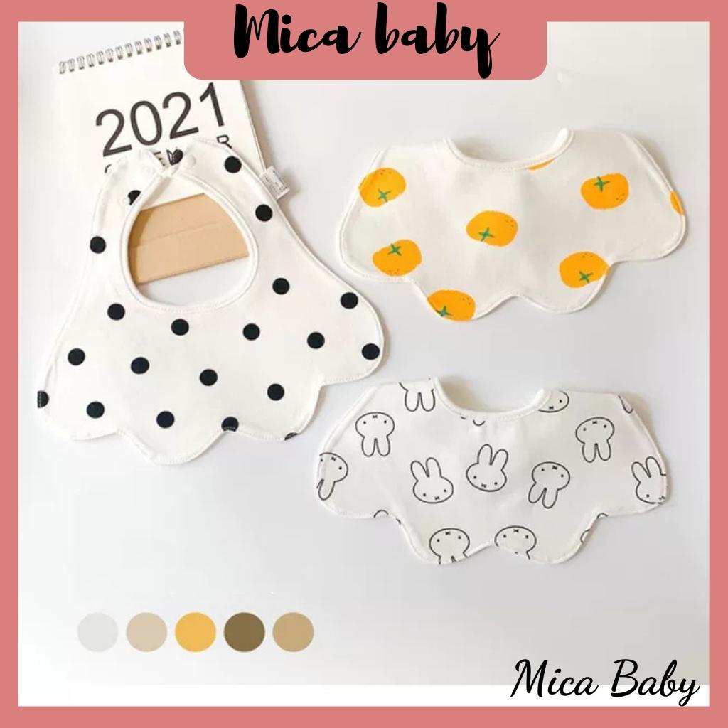 Set 3 yếm cổ cho bé ăn dặm hình dẻ quạt chất cotton Mica baby YC07
