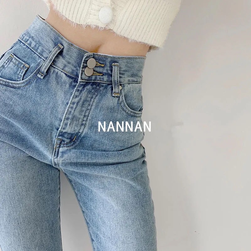 Quần Jeans nữ Ulzzang dáng suông ống loe xẻ phong cách Hàn quốc( Meisy)
