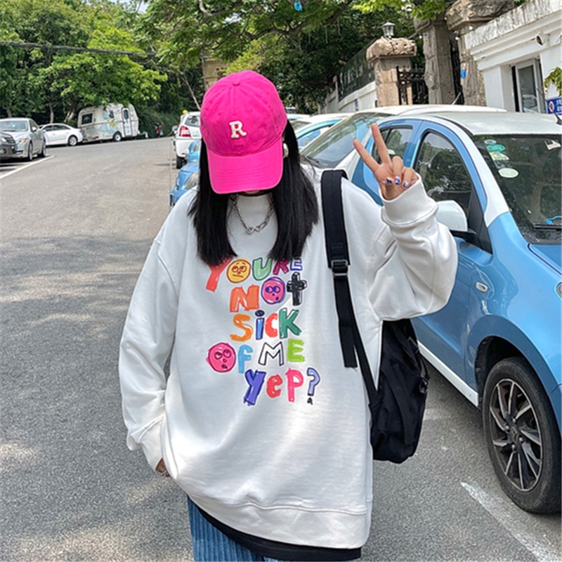 NRVP Áo Hoodie Dáng Rộng Thời Trang Hàn Quốc Đơn Giản Cá Tính Cho Nữ