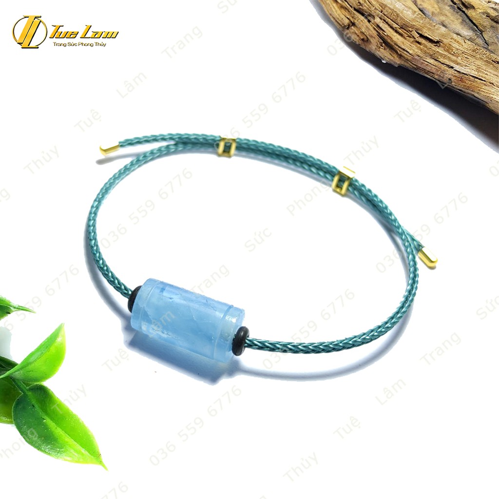 Vòng Tay Nữ Dây Cáp Lu Thống Đá Aqua Xanh Dương - DIY Tuệ Lâm