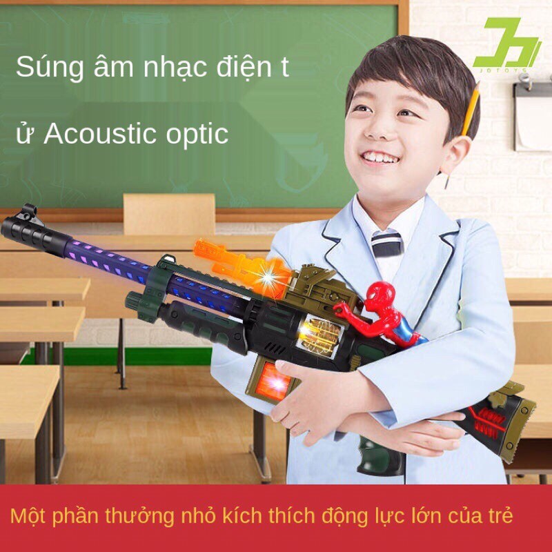 Đồ chơi súng người nhện chạy pin phát đèn nhạc cho bé trai