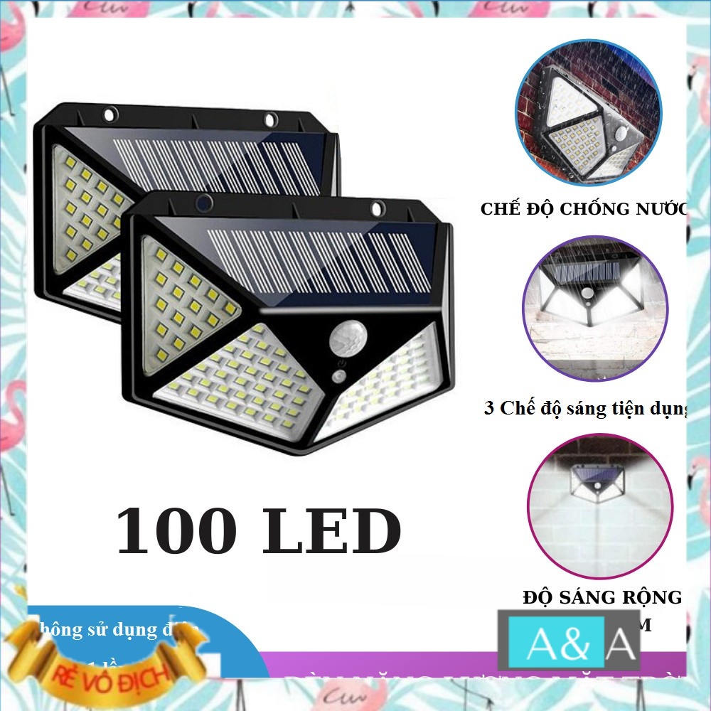 Đèn năng lượng mặt trời 100 LED siêu sáng - Đèn LED Siêu Sáng, TIết Kiệm Điện, Chống Nước 100%