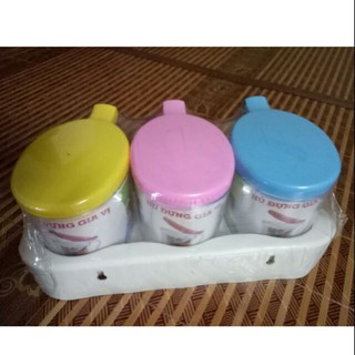 Bộ 3 hộp nhựa đựng gia vị 3 màu