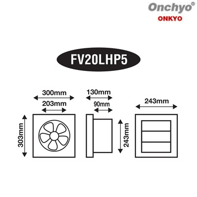 Quạt hút thông gió gắn âm tường FV20 LHP5T - Onchyo Onkyo