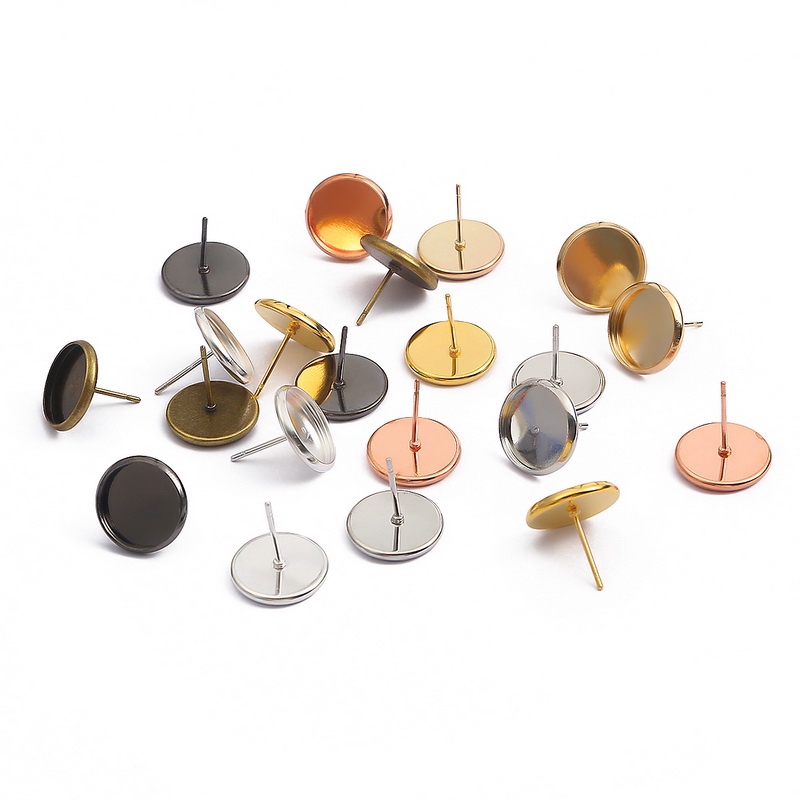 Set 10 đế sắt không gỉ 8 10 12 14 16 18 20 mm làm trang sức/bông tai chuyên dụng