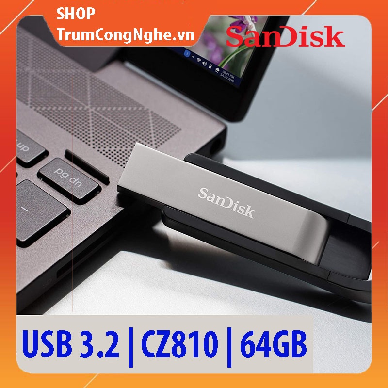 USB 3.2 SanDisk Extreme Go CZ810 64GB Tốc Độ upto 395MB/s Siêu Nhanh