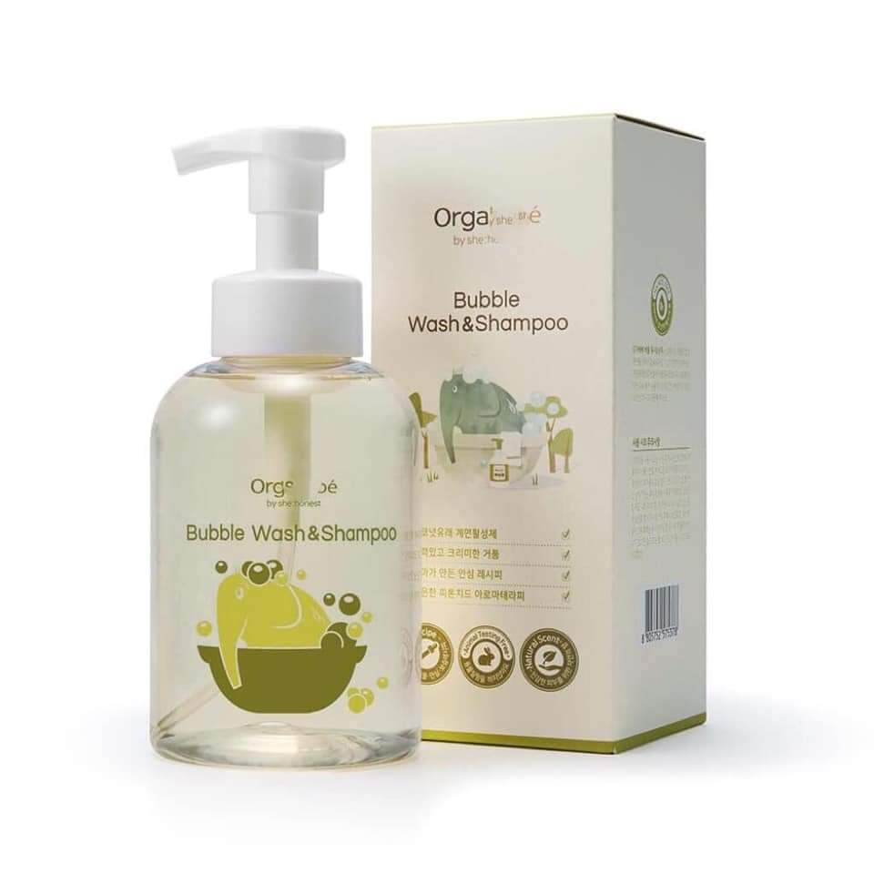 SỮA TẮM GỘI HỮU CƠ ORGABEBE HÀN QUỐC 500ML CHO BÉ TỪ SƠ SINH