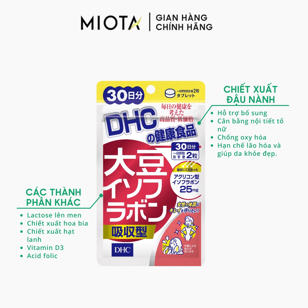 Viên uống mầm đậu nành DHC Soy Isoflavone Absorption Type 30 Ngày