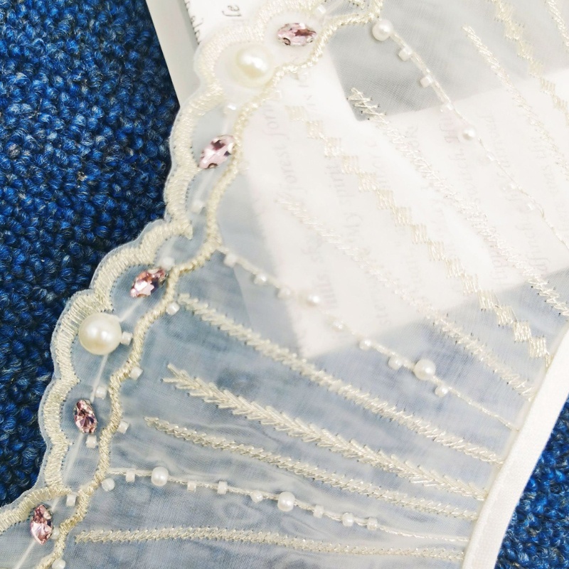 Yoioi Khăn Choàng Cổ Đính Hạt Ngọc Trai Giả Thêu Sọc Có Thể Tháo Rời Thắt Nơ Trang Sức Cho Nữ Ca