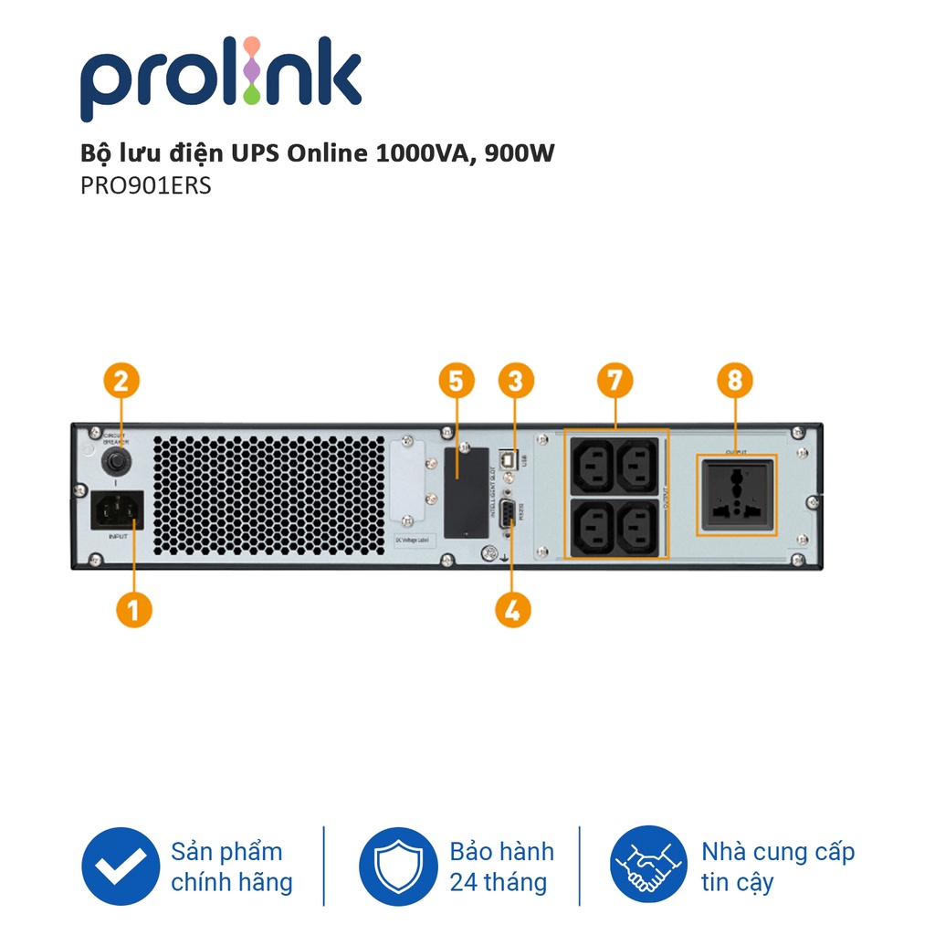 Bộ lưu điện UPS Online PROLiNK PRO901ERS (1000VA/900W) bảo vệ tối đa cho các tải quan trọng trong ứng dụng công nghệ