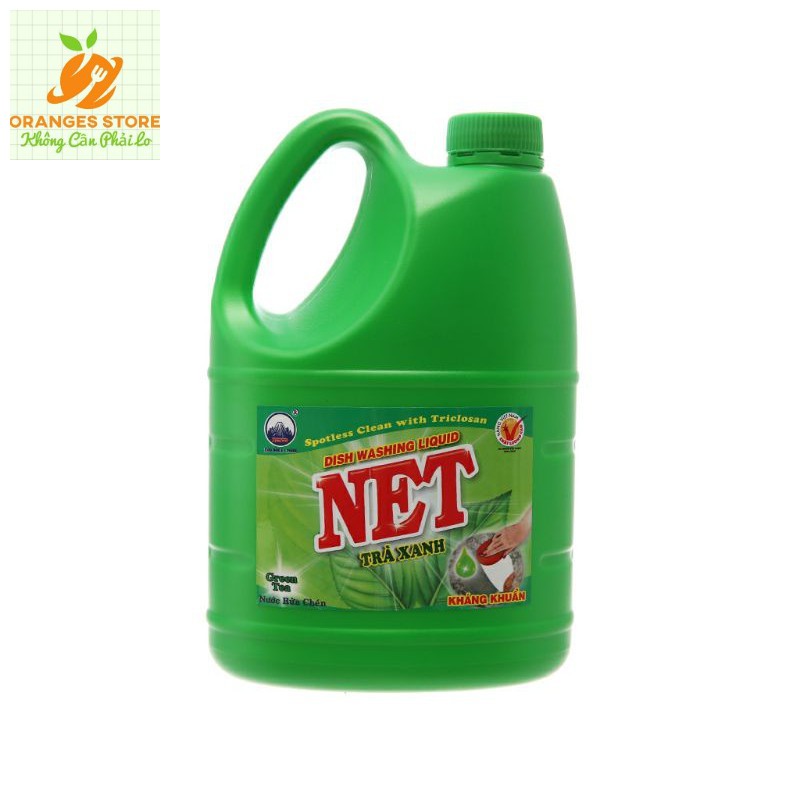 Nước rửa chén NET kháng khuẩn hương trà xanh can 1.5kg