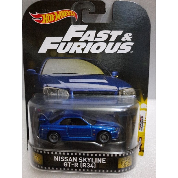 xe Hot Wheels retro Nissan Skyline GTR R34 series fnf, hàng siêu hiếm