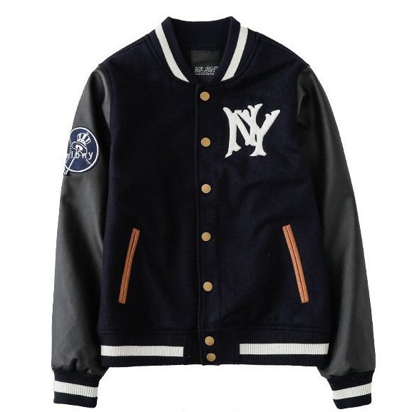 [HÀNG ORDER - FULL TAG] 🔥 Áo Bomber M.L.B N.Y Tay Da Cúc Vàng Logo Thêu Unisex Nam Nữ 🔥 | BigBuy360 - bigbuy360.vn