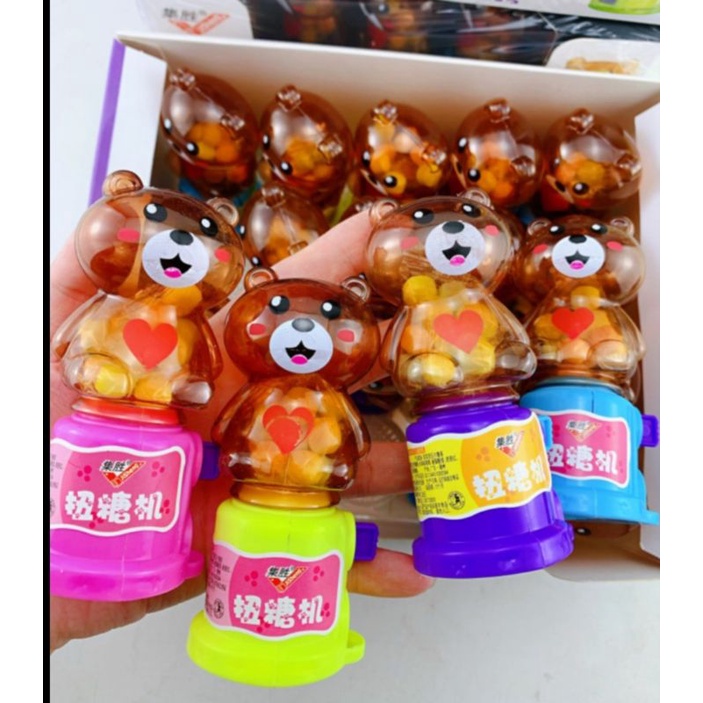 [Kẹo đồ chơi] Máy bán kẹo mini hình gấu size 10cm cho bé
