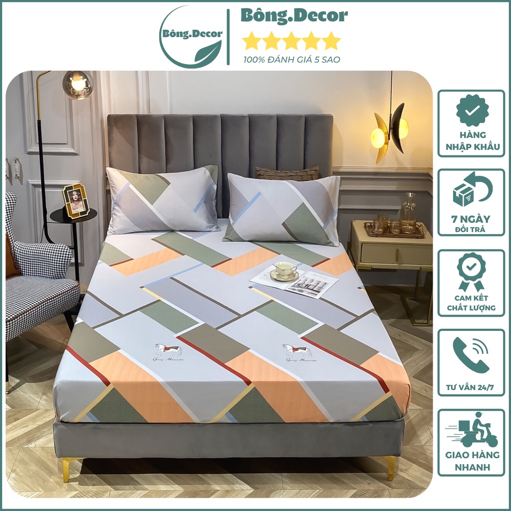 Ga giường và vỏ gối lụa 60s nhâp khẩu cao cấp, Ga gối lụa mềm mịn thoáng mát không nhăn đầy đủ kích thước