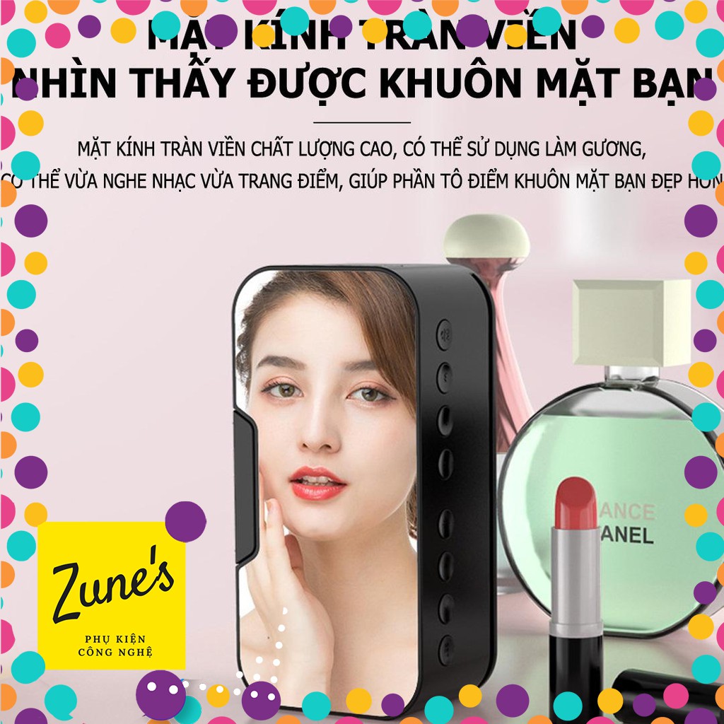 Loa bluetooth AMOI G15 nghe đài FM kiêm đồng hồ báo thức đèn ngủ màn hình soi gương