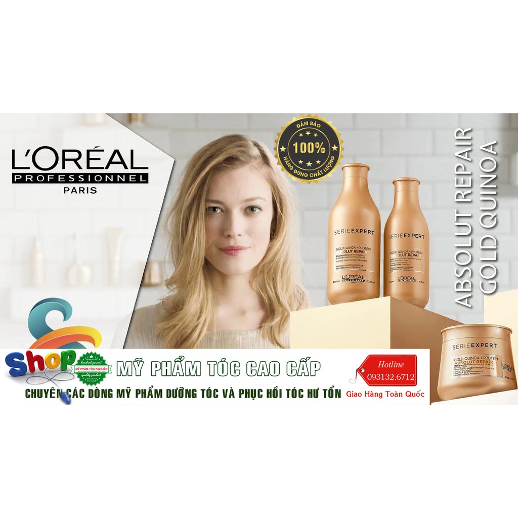 [L'oreal-chính hãng] Bộ phục hồi tóc hư tổn L'oreal Quinoa+Protein  Professionel Absolut Repair ( size nhỏ)