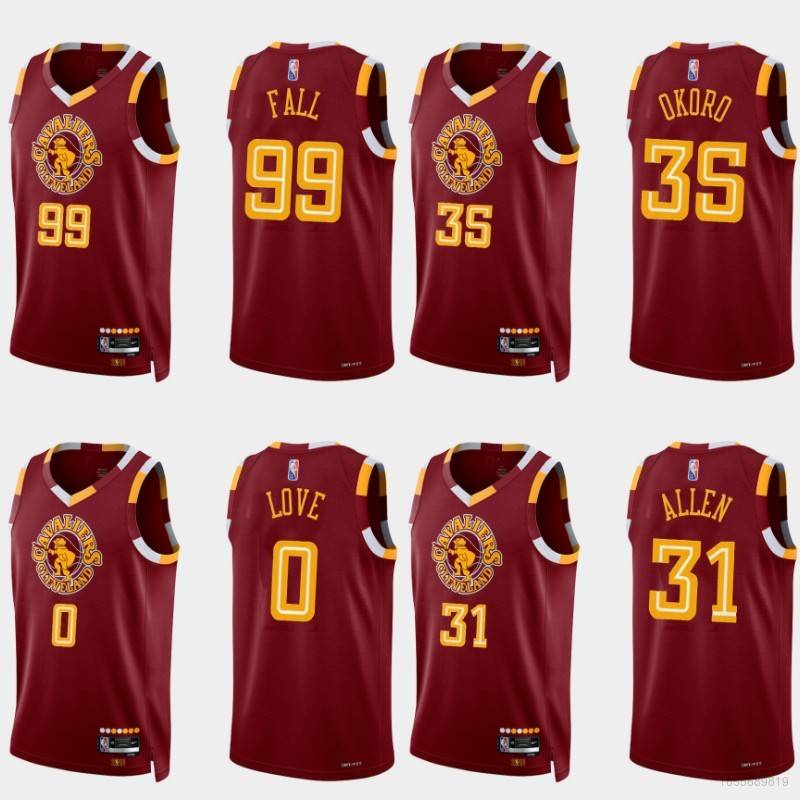 Áo Thun Ba Lỗ In Chữ Cleveland Cavaliers Okoro Fall Love Phong Cách Thể Thao NBA Jersey