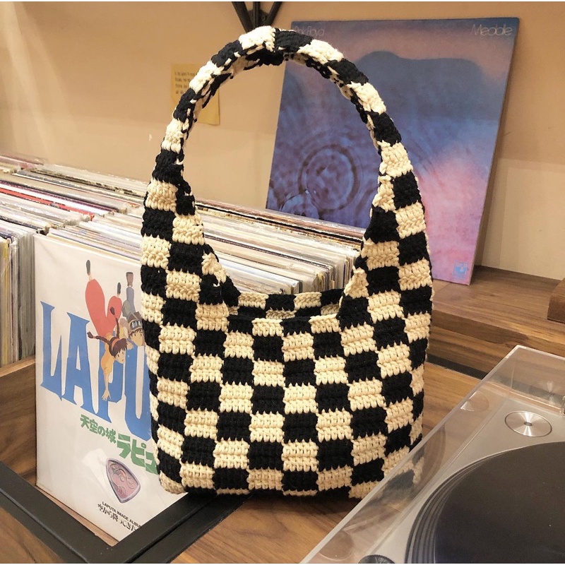 Túi đan đan móc thủ công Ô bàn cờ CheckeredBAGs