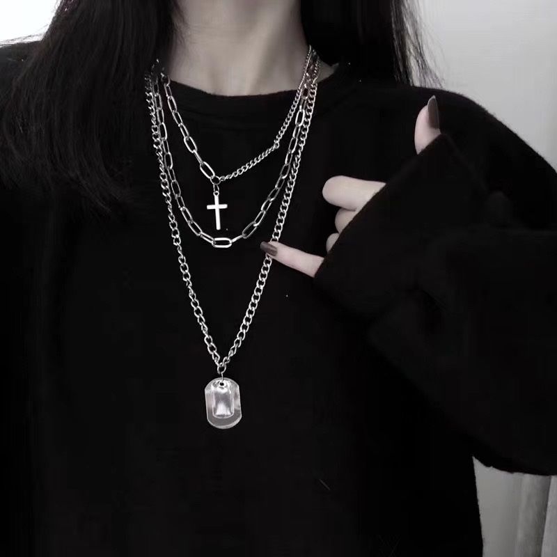 Dây Chuyền Thời Trang Nhiều Lớp Phong Cách Hip Hop Hàn Quốc