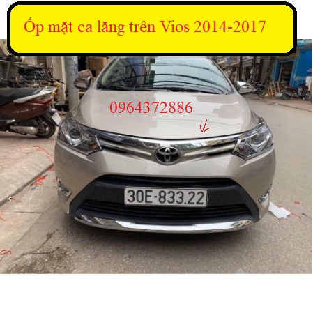 Thanh Ốp mặt calang trước, nắp capo xe Toyota vios 2014- 2017 mạ crom sáng bóng
