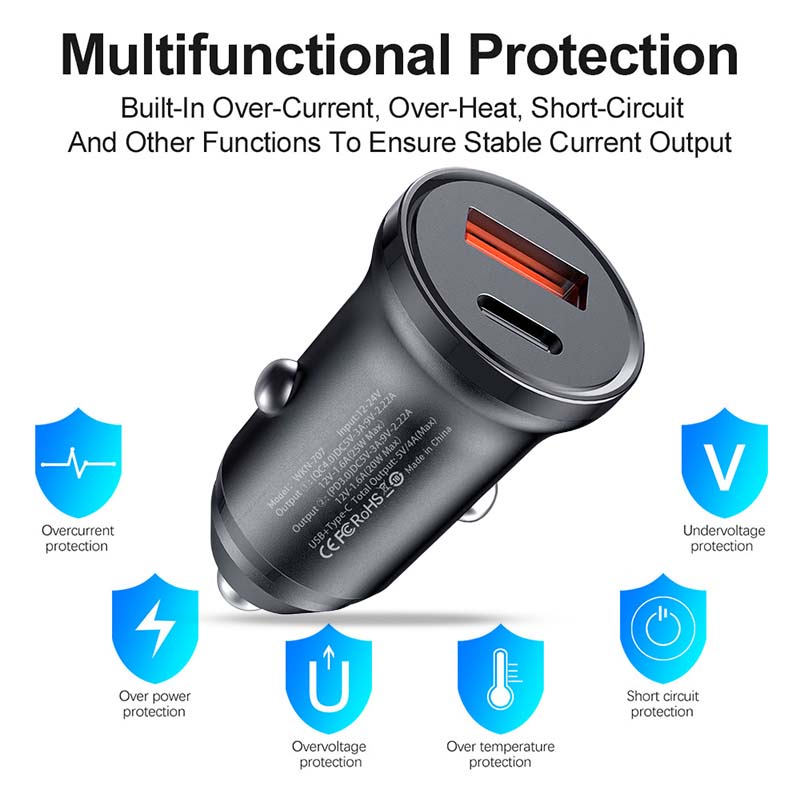 SEAMETAL Tẩu Sạc Nhanh 45W QC4.0 USB + Type C PD25W 12V-24V Cho Xe Hơi