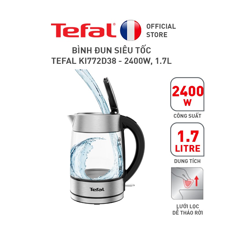 Bình đun siêu tốc Tefal KI772D38 2400W, 1.7L✅ Bảo Hành Chính Hãng 02 Năm