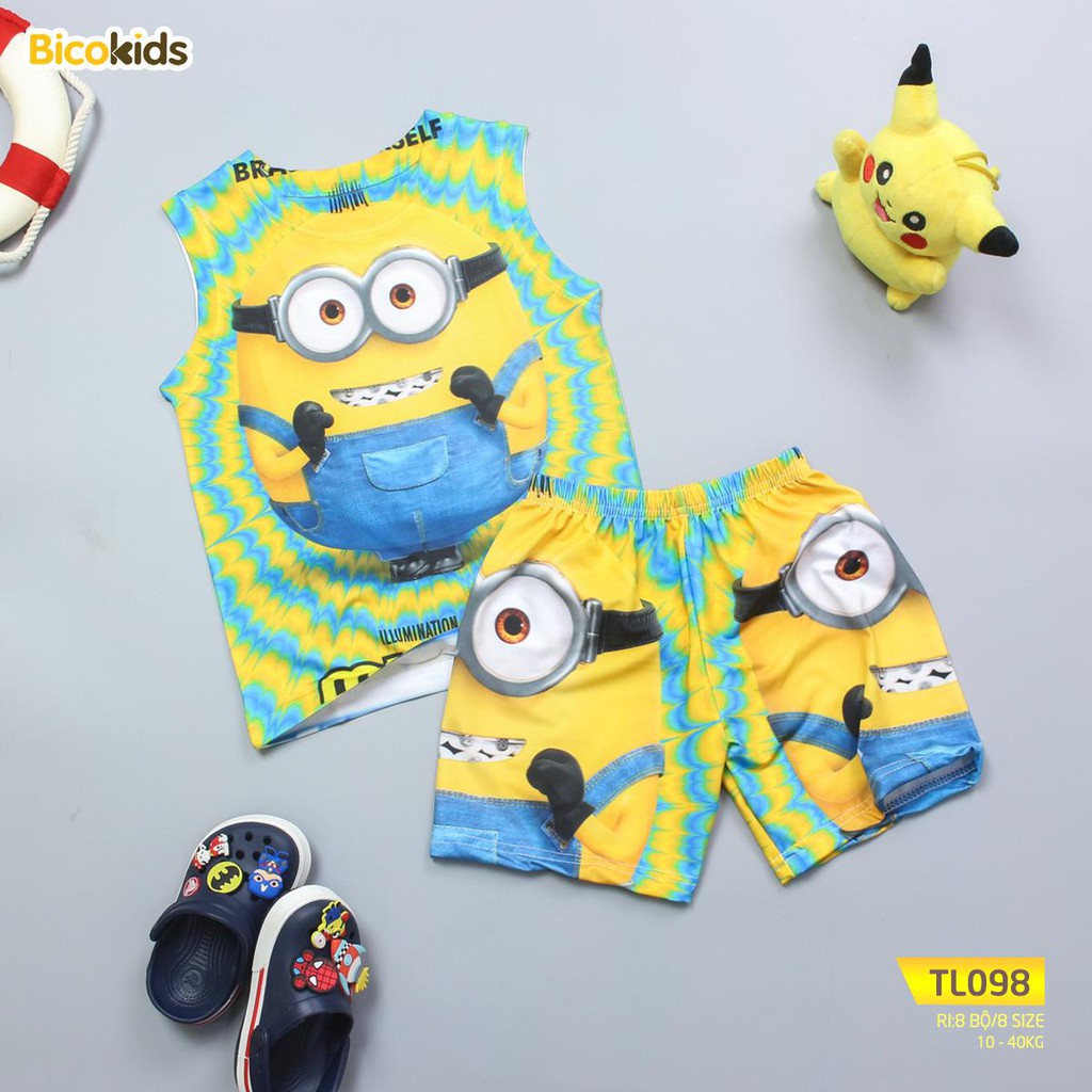 Bộ đồ bé trai sát nách siêu mát lạnh ngày hè hình Minion