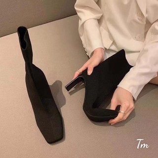 💖FULLBOX BOOT💖 Bốt nữ vải len chui chân gót nhọn êm chân