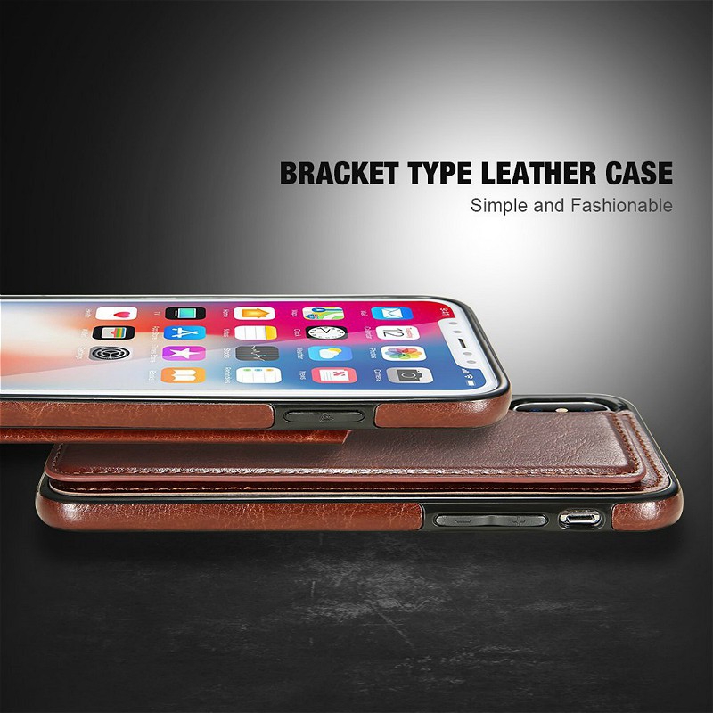 Ốp điện thoại có ngăn đựng thẻ lưng da phong cách retro cho iphone 6 6s 7 8 plus X XR XS MAX
