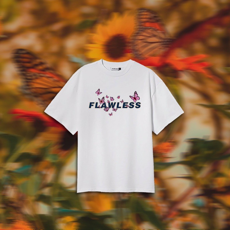 Áo thun nam nữ FLAWLESS - Butterfly Tee - White -Màu trắng Họa tiết bươm bướm