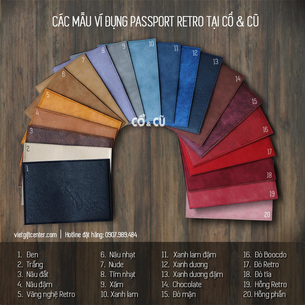 Ví passport handmade Xám Retro + hơn 20 màu khác