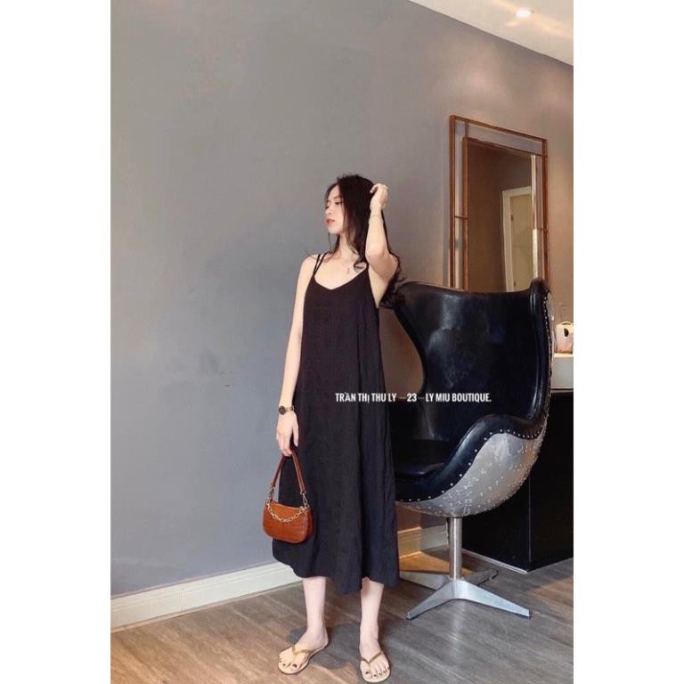 Váy Maxy - Đầm Đan Dây Lưng Chất Đũi Lụa Hàn Siêu Mát, Có Size Đến 75kg