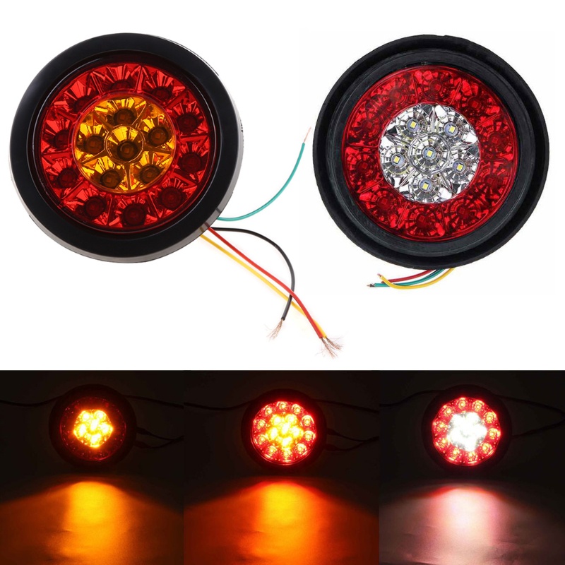 2 Đèn LED 16 Bóng 12V Màu Hổ Phách Gắn Đuôi Xe Tải RV Đa Năng Dễ Lắp Đặt