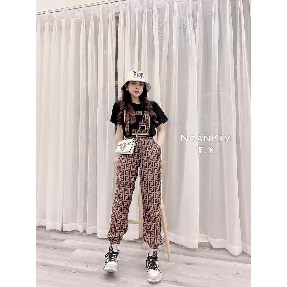 Đồ bộ nữ áo Cotton Logo quần bom lụa mềm mịn