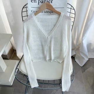Áo len mỏng cardigan dáng ngắn A767