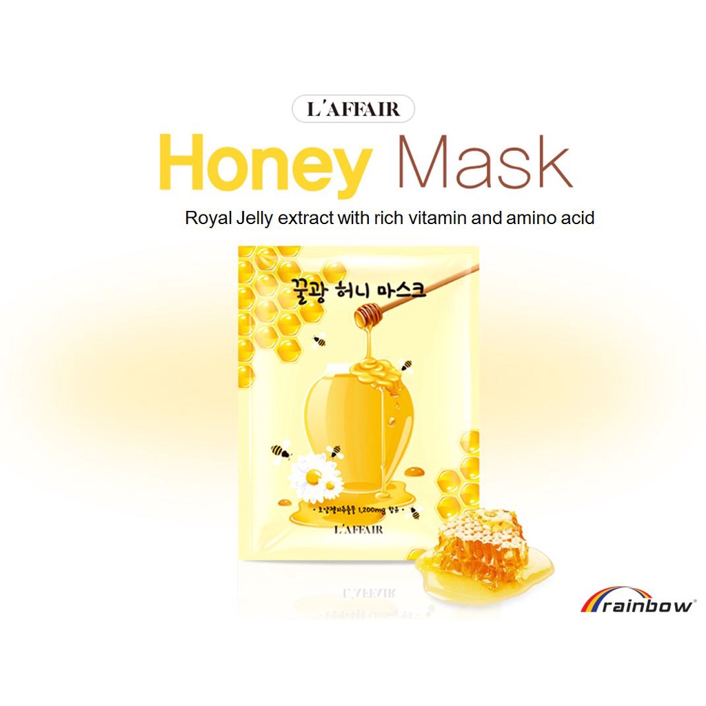 Mặt Nạ Dưỡng Da Rainbow L’affair Honey Mask Pack Chiết Xuất Sáp Ong 25g x10 Miếng