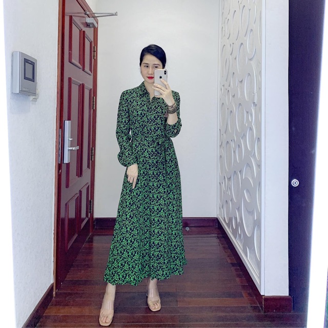 Đầm zara hoa xanh