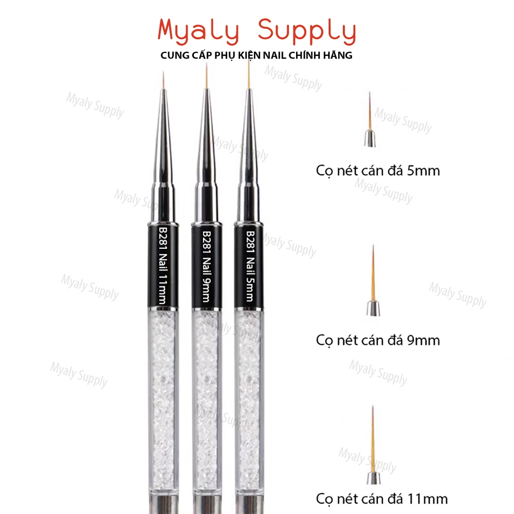 Cọ Nét Nail Cán Đá Nét Nhỏ Dài Mảnh 3 Size