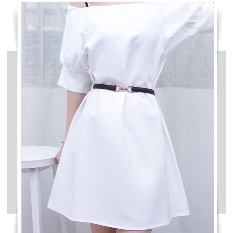 Đai váy bản nhỏ Meo shop ĐV021 1.4cm Thắt lưng váy da mặt vàng dây nhỏ Belt nịt váy đầm áo sơ mi blazer tiện lợi