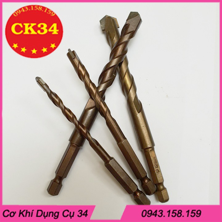 Bộ 4 mũi khoan bê tông, tường chuôi lục giác cho máy khoan máy bắn vít