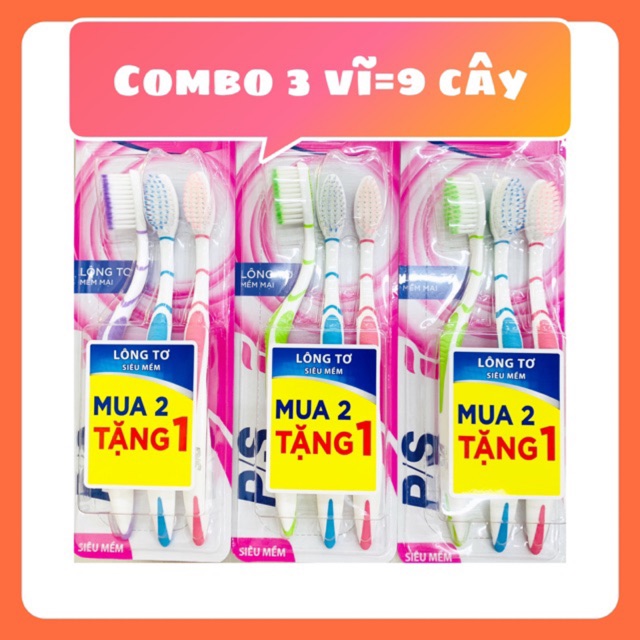 Bàn chải đánh răng PS siêu mềm vĩ 3 cây