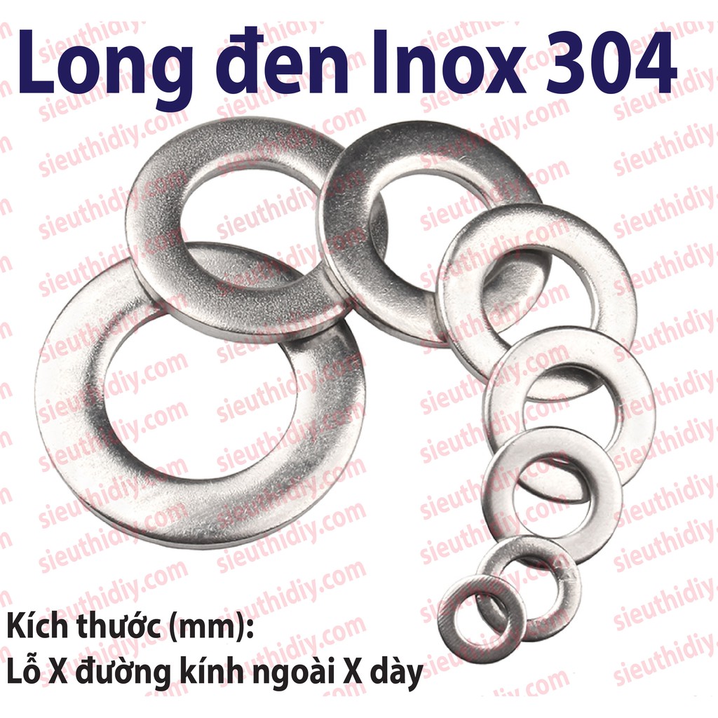 Long đen-long đền - vòng đệm ốc Inox 304 từ M1.6-M8