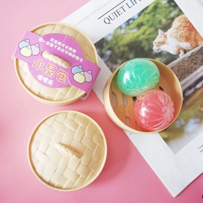 GUDETAMA SQUIShY Bánh Bao Bóp Hạt Xanh Và Hồng cực đáng yêu mochi slime