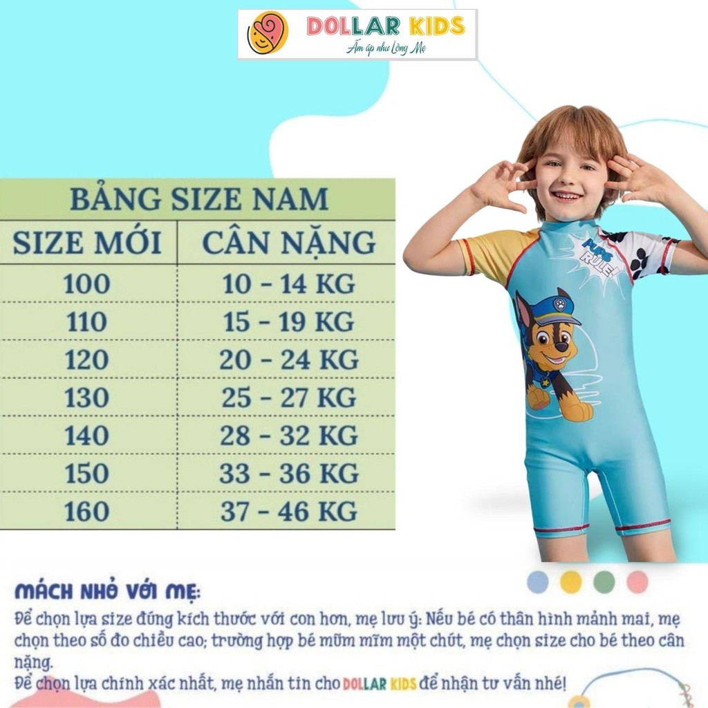 Đồ Bơi Bé Trai Size Đại Dollar Kids Cho Bé Từ 10kg đến 46kg