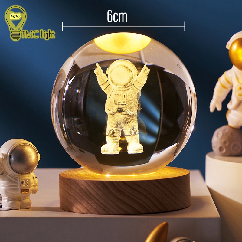 Đèn trang trí bàn làm việc sang trọng T1 - TMC Store - Quả cầu pha lê 6cm ánh sáng ấm