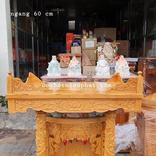 Bàn thờ treo tường gỗ gõ đỏ ngang 60 cm chạm sen rất đẹp