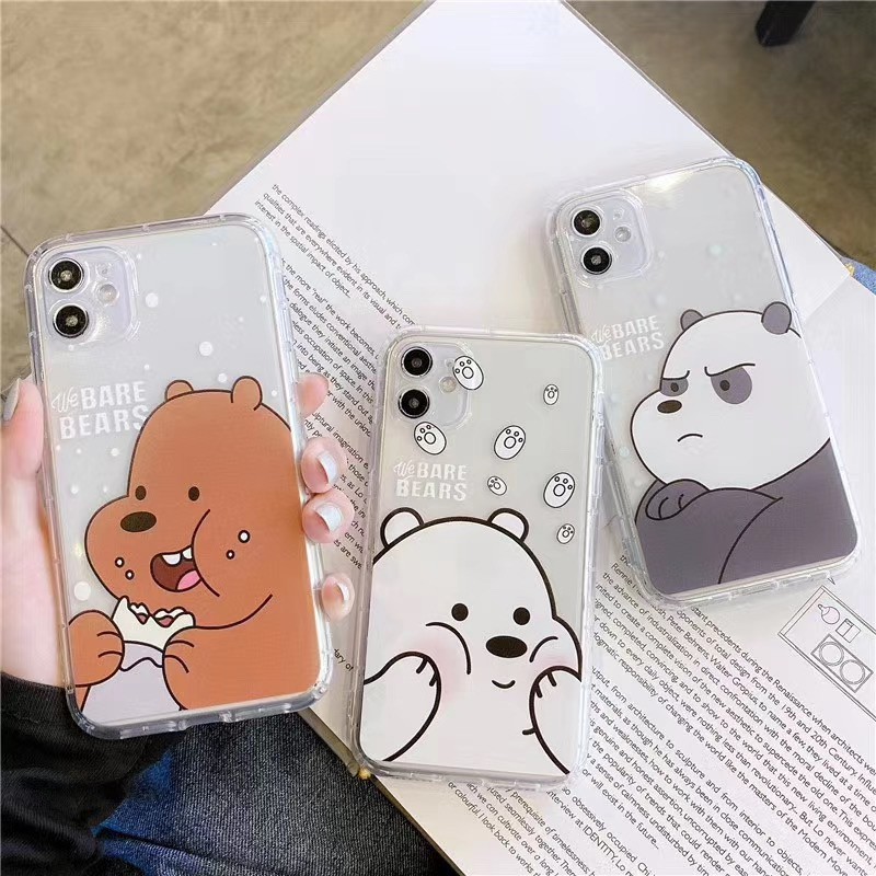 Ốp điện thoại dẻo trong suốt We bare bears! 3D cho iPhone 11 11Pro 11Promax X XS XR XSmax 7 8 plus